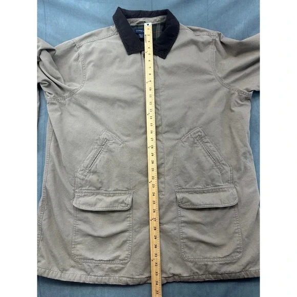 Lands End Mens XXL Tall Khaki Tan Cotton Canvas Barn Coat Plaid Lined 214682